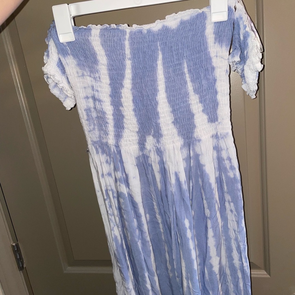 Blue Tie Dye Maxi Dress - Off the shoulder - Size M
